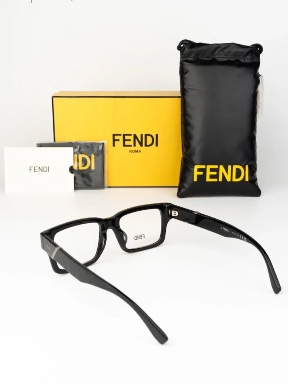 Fendi DIAGONAL Women Eyeglasses Square Black Demo FE50114F 001 NEW AUTHENTIC